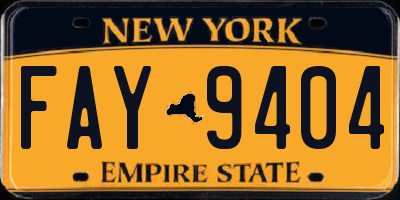 NY license plate FAY9404