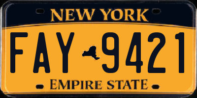 NY license plate FAY9421