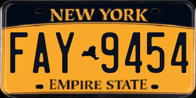 NY license plate FAY9454