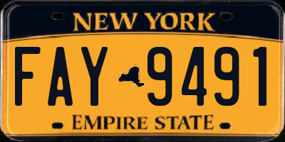 NY license plate FAY9491