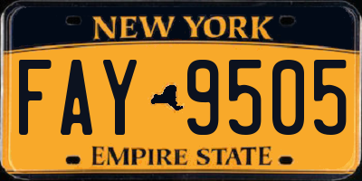 NY license plate FAY9505
