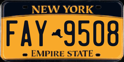 NY license plate FAY9508