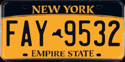 NY license plate FAY9532