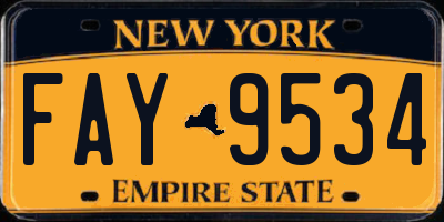 NY license plate FAY9534