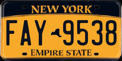 NY license plate FAY9538