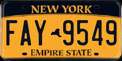 NY license plate FAY9549