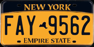 NY license plate FAY9562