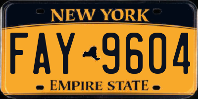 NY license plate FAY9604
