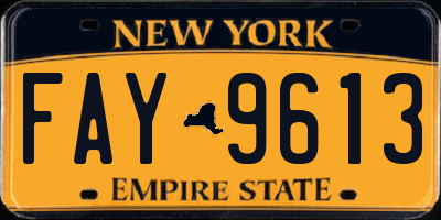 NY license plate FAY9613