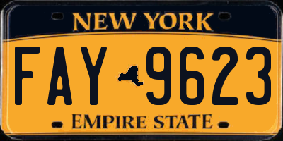NY license plate FAY9623