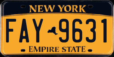 NY license plate FAY9631
