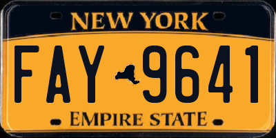 NY license plate FAY9641