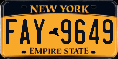 NY license plate FAY9649