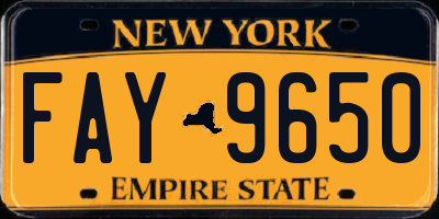 NY license plate FAY9650