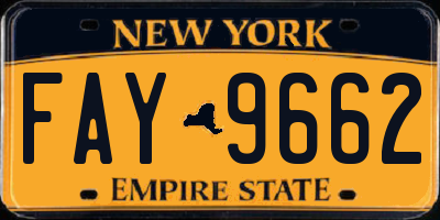 NY license plate FAY9662
