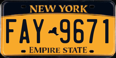 NY license plate FAY9671