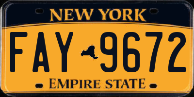 NY license plate FAY9672