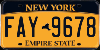 NY license plate FAY9678