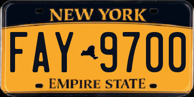 NY license plate FAY9700