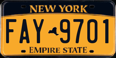 NY license plate FAY9701