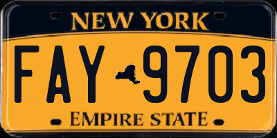 NY license plate FAY9703