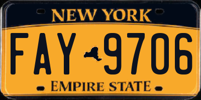 NY license plate FAY9706