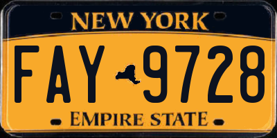 NY license plate FAY9728