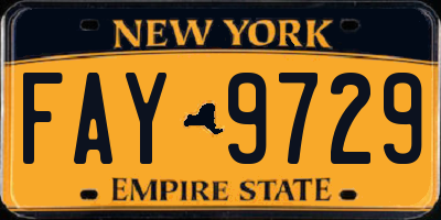 NY license plate FAY9729