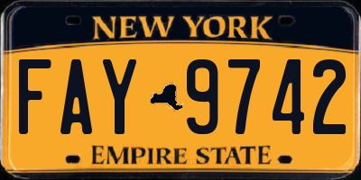 NY license plate FAY9742
