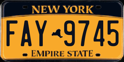 NY license plate FAY9745