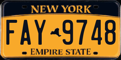 NY license plate FAY9748