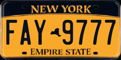 NY license plate FAY9777