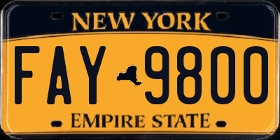 NY license plate FAY9800