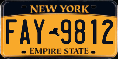 NY license plate FAY9812