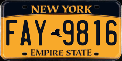NY license plate FAY9816
