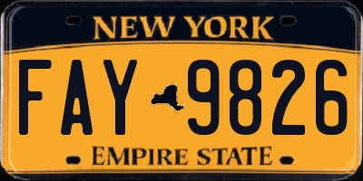 NY license plate FAY9826
