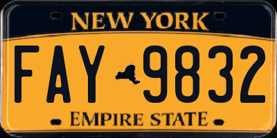 NY license plate FAY9832