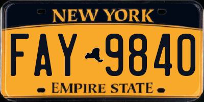 NY license plate FAY9840