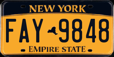 NY license plate FAY9848