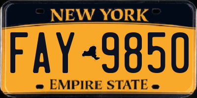 NY license plate FAY9850