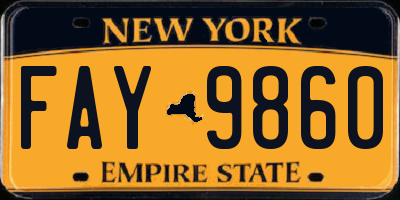 NY license plate FAY9860