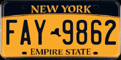 NY license plate FAY9862