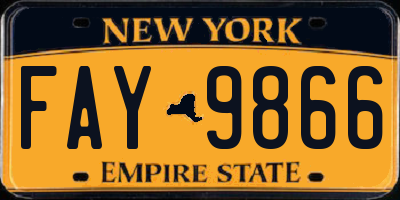 NY license plate FAY9866