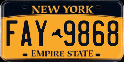 NY license plate FAY9868