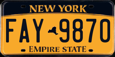 NY license plate FAY9870