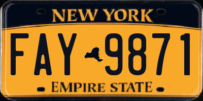 NY license plate FAY9871