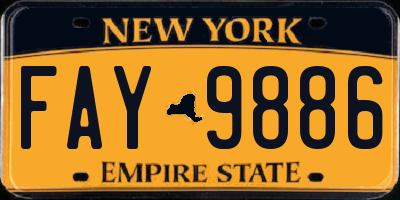 NY license plate FAY9886