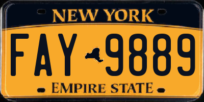 NY license plate FAY9889