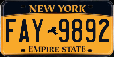 NY license plate FAY9892