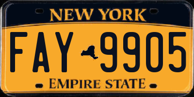 NY license plate FAY9905